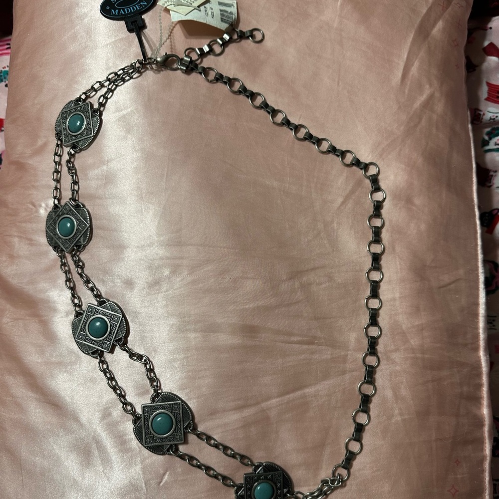 Steve Madden concho belt, cast iron/zinc. Turquoise embellishments. NWT Vintage